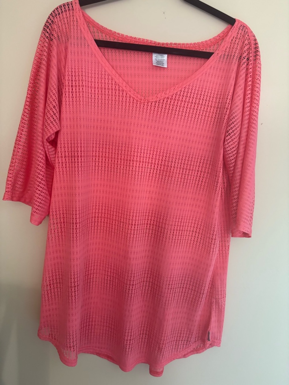 O'Neill Coral Pink Open-Knit V-Neck Tunic